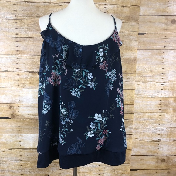 Maurices Tops - Maurice’s Blue Floral Spaghetti Strap Blouse Sz 3